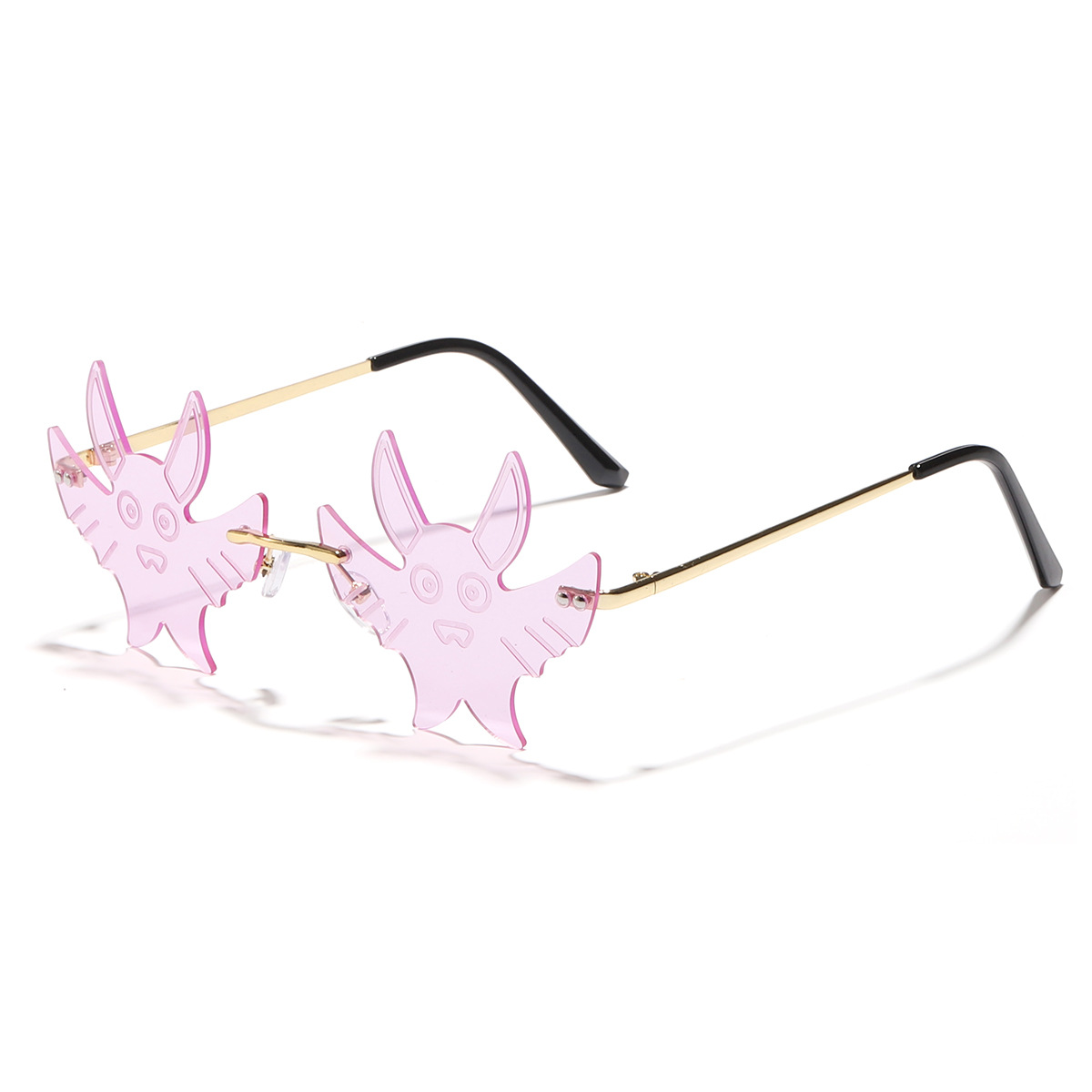 2023 nuevas gafas de sol de murciélago personalizadas europeas y americanas exageradas sin marco de recorte gafas de sol de las mujeres de comercio exterior transfronterizo