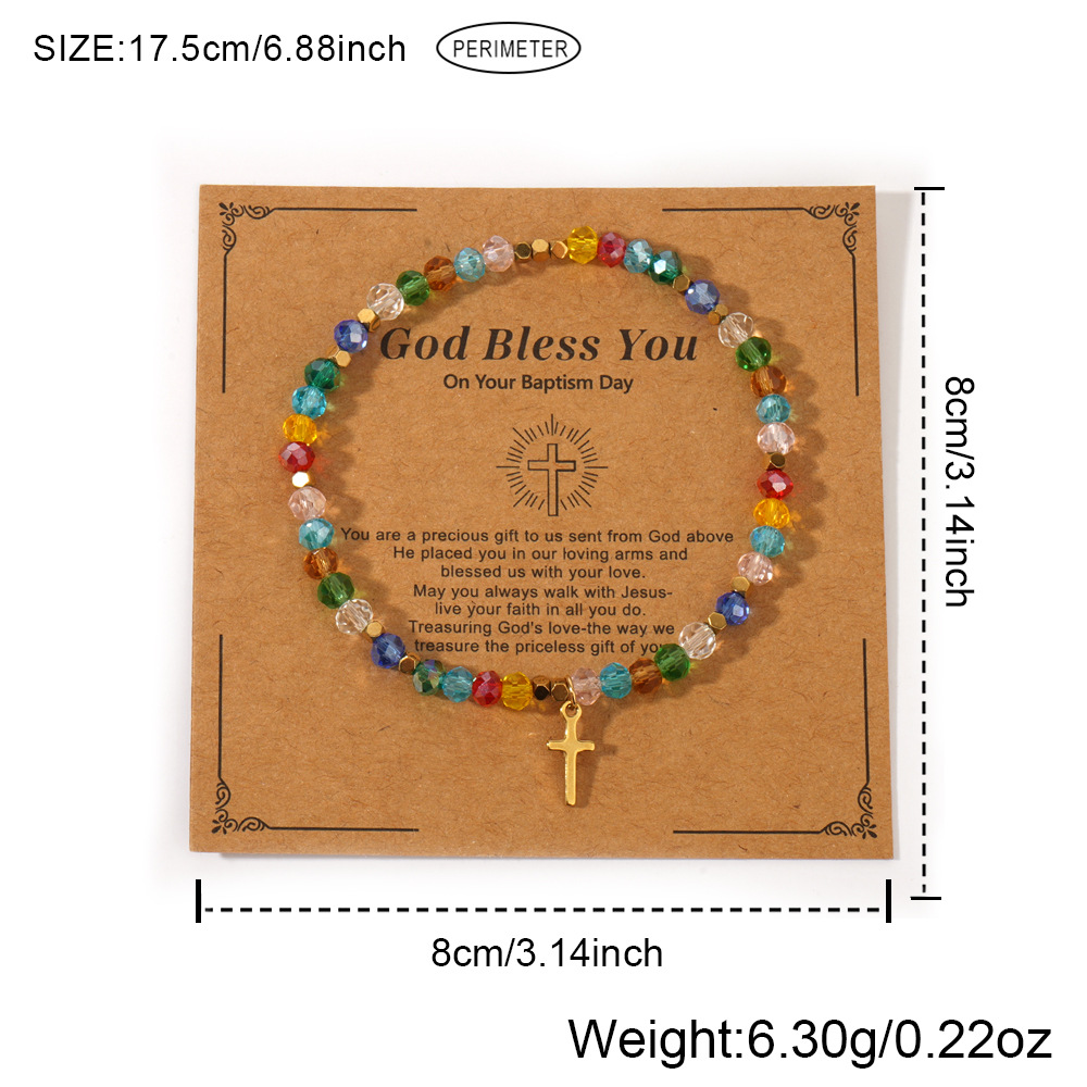Holiday, Daily Occasion 304 Stainless Steel, Artificial Crystal Material Vacation Simple Style Cross 304 Stainless Steel Artificial Crystal Beaded Chain Beaded Bracelets Wholesale