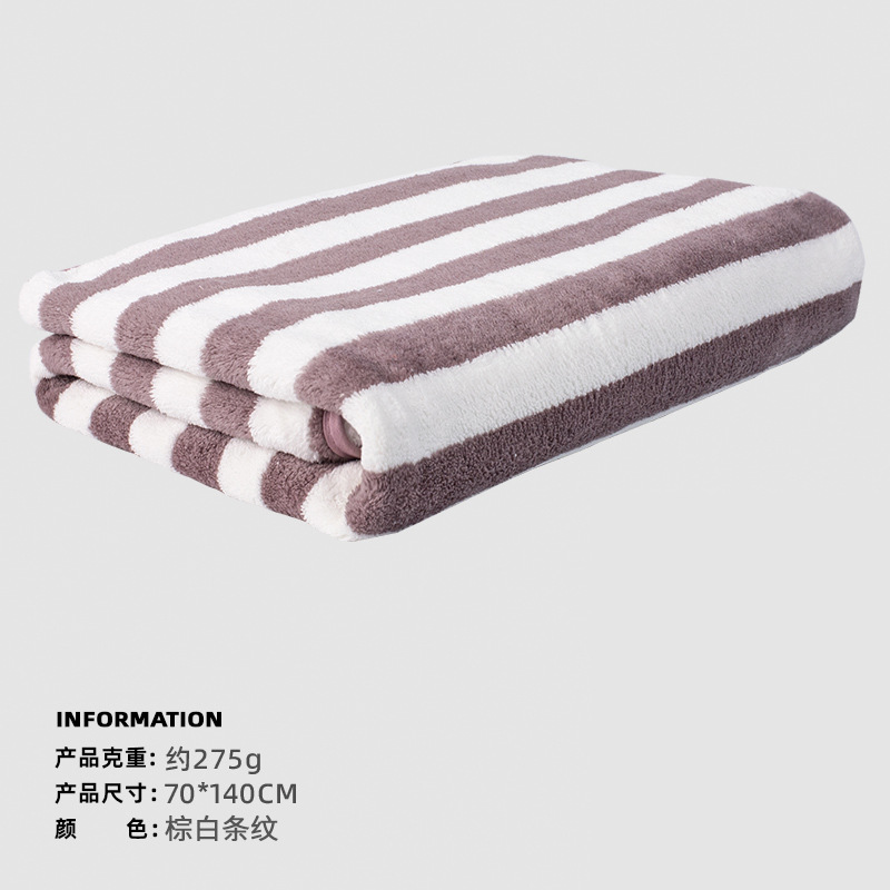 Toallas de baño de lana de coral a rayas para adultos, toallitas de playa personalizadas para bebés, toallas de baño al por mayor