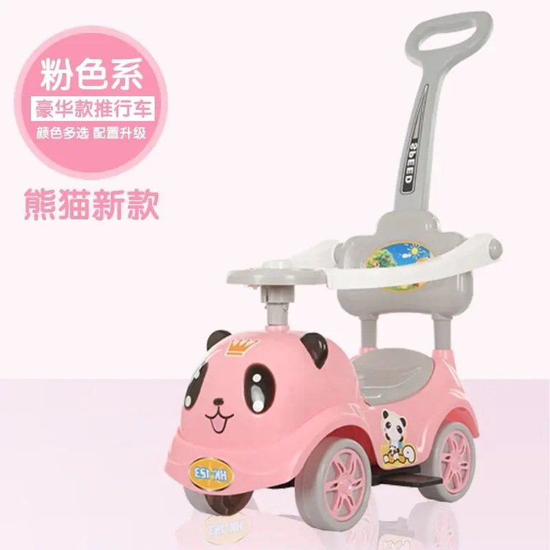 Patineta panda gris rosa de lujo (pedal + empuje)