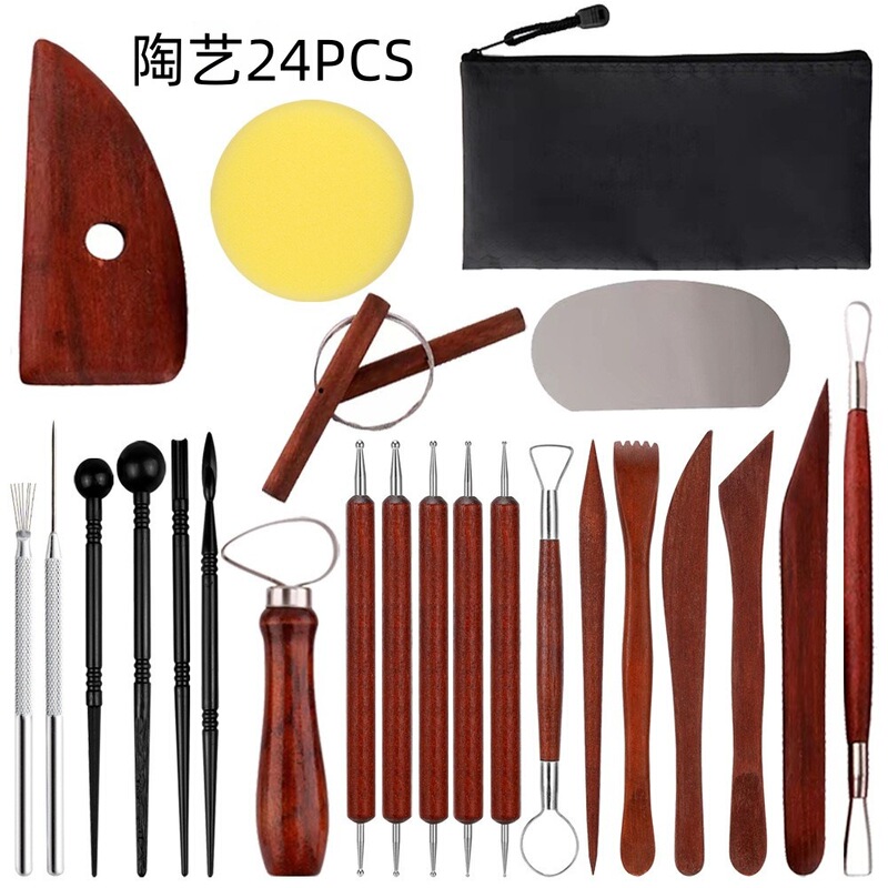 クロスボーダー粘土ツール 24 点セット手作り DIY 粘土彫刻ツール彫刻ドットドリルシリコンペン陶器ツール|undefined