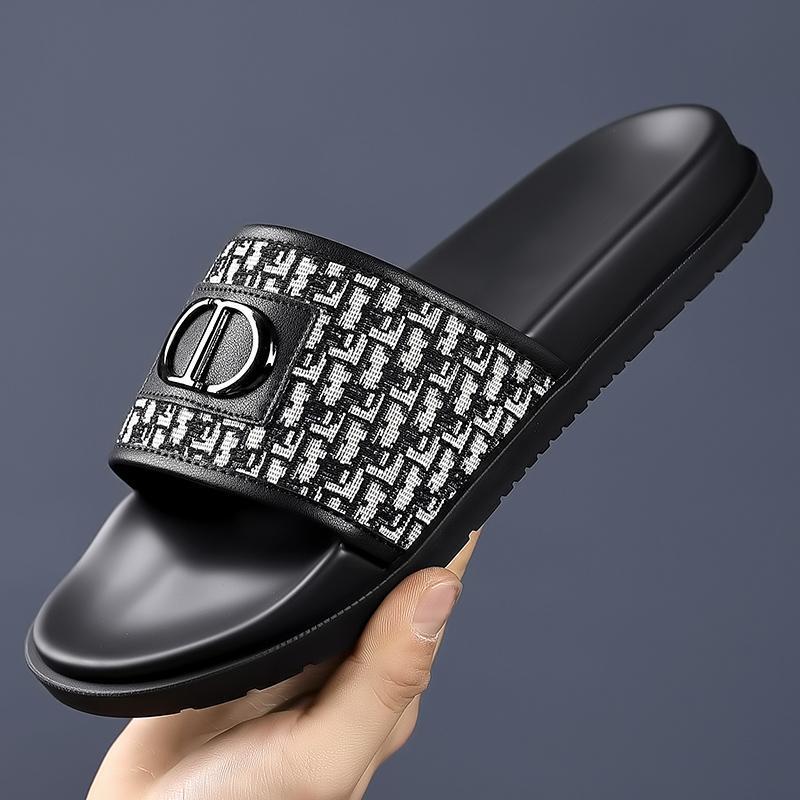 Italian Men's Trendy Brand Slippers, Men's Summer Outdoor Fashion Non-Slip Beach Sandals, Casual Home Fashion