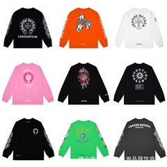 国境を越えた潮牌Chrome Heartクローク長袖tシャツ丸襟純綿男女百合スポット卸売り