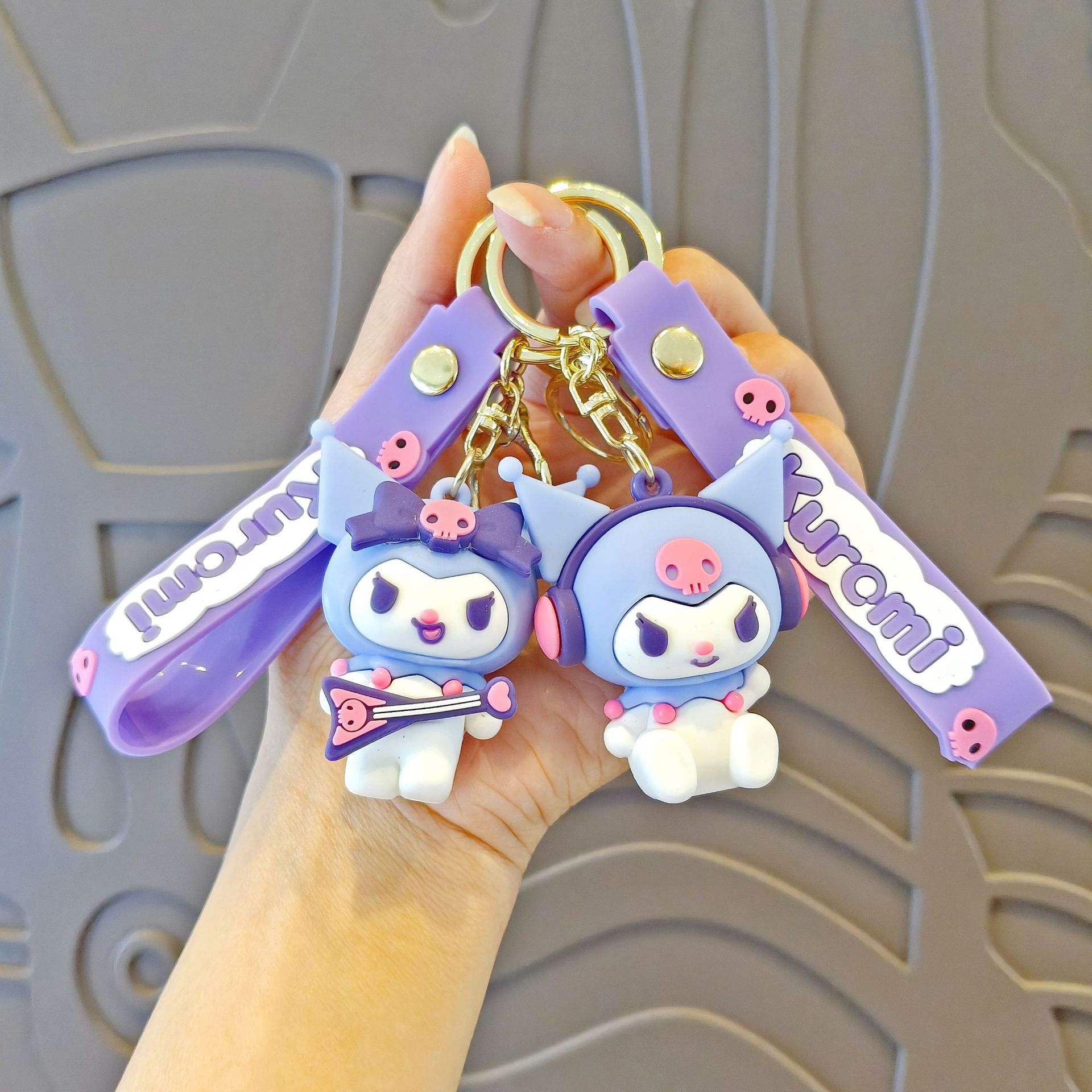 Sanrio Cartoon Keychain Cute Kulomi Doll School Bag Pendant Car Key Chain Doll Machine Small Gift