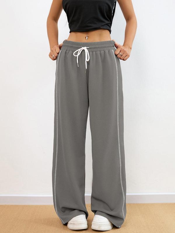 Women's Drawstring Waist Joggers Sporty Contrast Binding|undefined