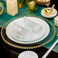 高白瓷碗盘子单品景德镇陶瓷餐具大碗小碗西餐菜盘凉菜碟盘牛排盘