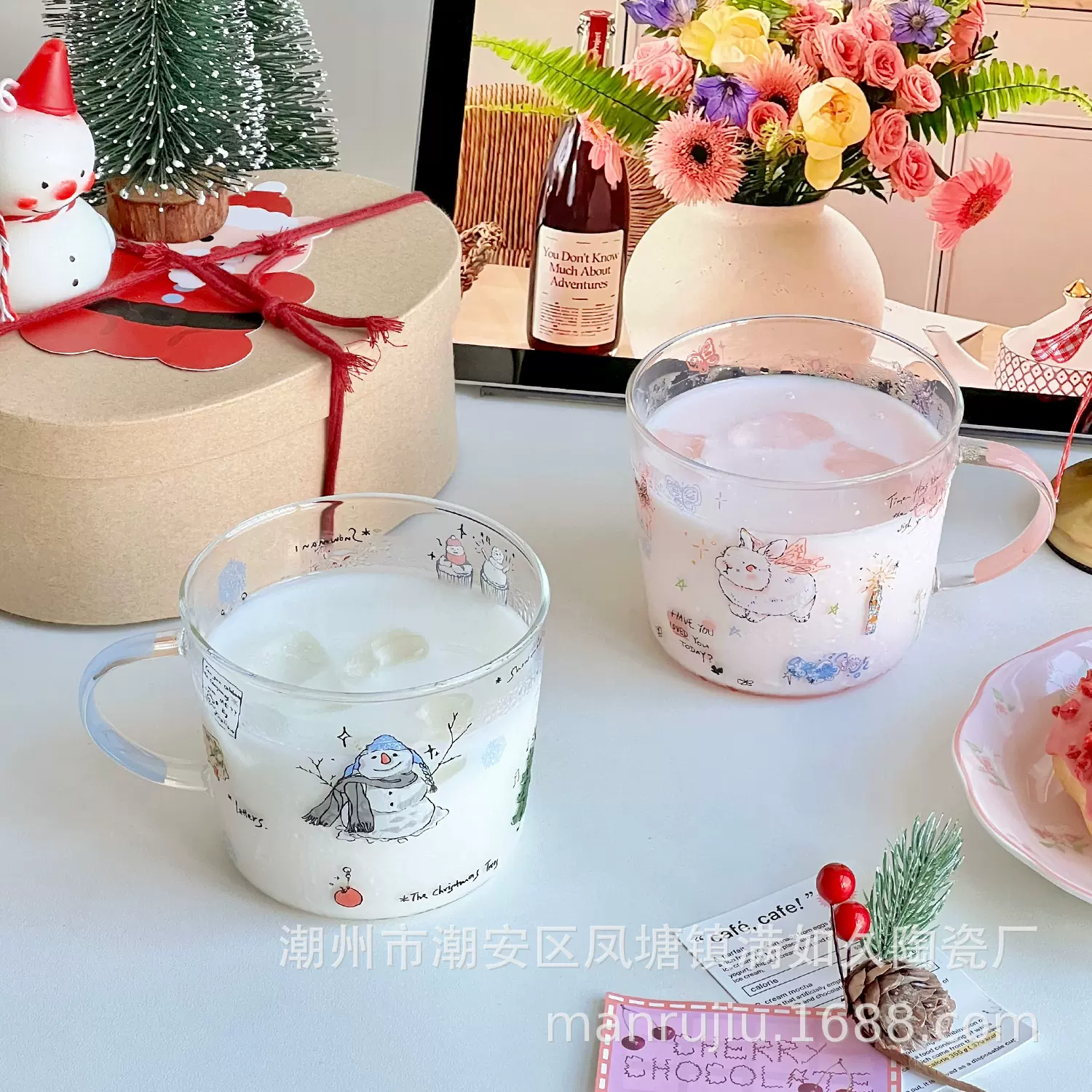 新品-高硼硅玻璃杯大容量可爱牛奶果汁泡茶杯女高颜值家用耐高温