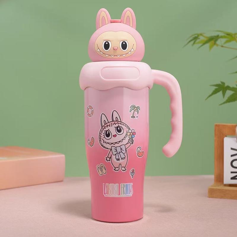 新しいクロミ 304 ステンレス鋼魔法瓶カップストローアイスバーカップポータブルカップイチゴクマ漫画人気ミッキー|undefined