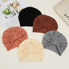 嬰幼兒護囟門胎帽無骨四季純棉帽子純色裸帽可加配件光板皺摺帽