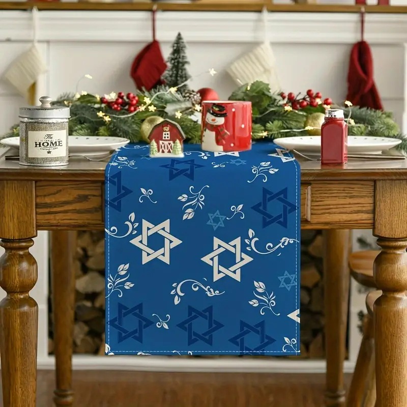 Transfronterizo nuevo Hanukkah camino de mesa de lino impreso mantel hogar Decoración sofá fiesta Festival atmósfera Decoración