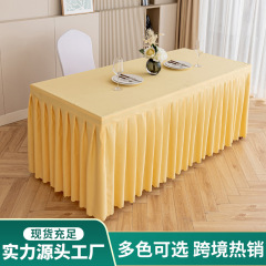 ホテルの結婚式会議用正方形テーブル、西洋料理展示会用ロングサインインテーブルスカート、長方形テーブルクロス、テーブルスカートカバー、テーブルカバー