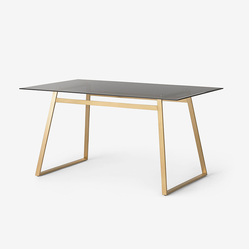 Mesa de comedor de vidrio pequeña mesa doméstica nórdica simple rectangular mesa de comedor de vidrio templado