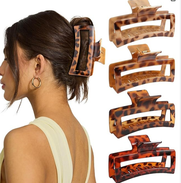 Amazonの人気ヘアクリップセット、シームレスな後頭部つや消し爪クリップ、長方形のサメクリップ、クロスボーダーヘアアクセサリー|undefined