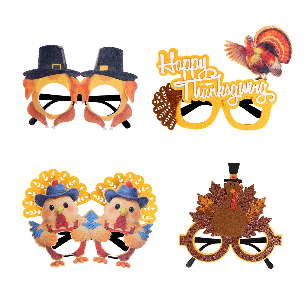 Acción de Gracias transfronteriza fiesta de fotos accesorios gafas de hoja de pavo de otoño decoración del festival de cosecha asado marco de gafas de pavo