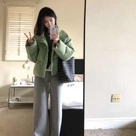 绿色超好看短款棉服外套女冬季2025新款高级感加厚保暖面包服棉袄