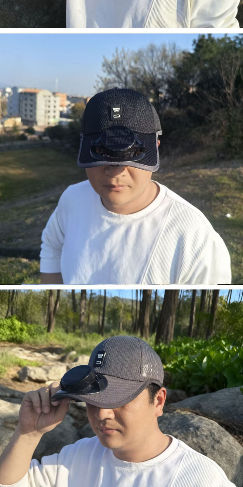 Cappellino da baseball ricaricabile usb con ventilatore solare_voghion.com