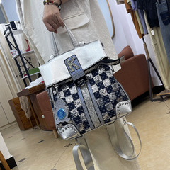 6378-2 Cowboy Glitter Check Pattern Shoulder Bag Women's Bag 2023 New Model Multi-use Crossbody Fashion Personal Backpack Anti-theft