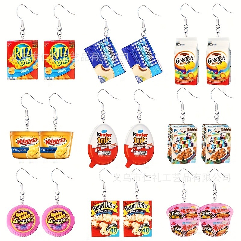 Novelty snack themed acrylic drop earrings. Various interesting…