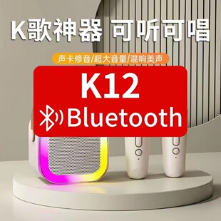 Popular Cross-Border K12 Bluetooth Speaker Outdoor Portable Small Speaker Karaoke Entertainment Wireless Microphone Home Ktv Sound