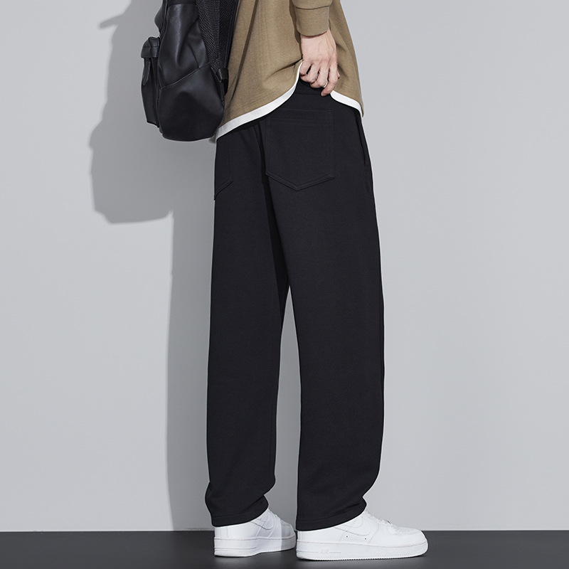 2025 nuevos pantalones de cintura elásticos de cuerda de tracción para hombres de otoño retro americano pantalones casuales sueltos pantalones rectos image 5