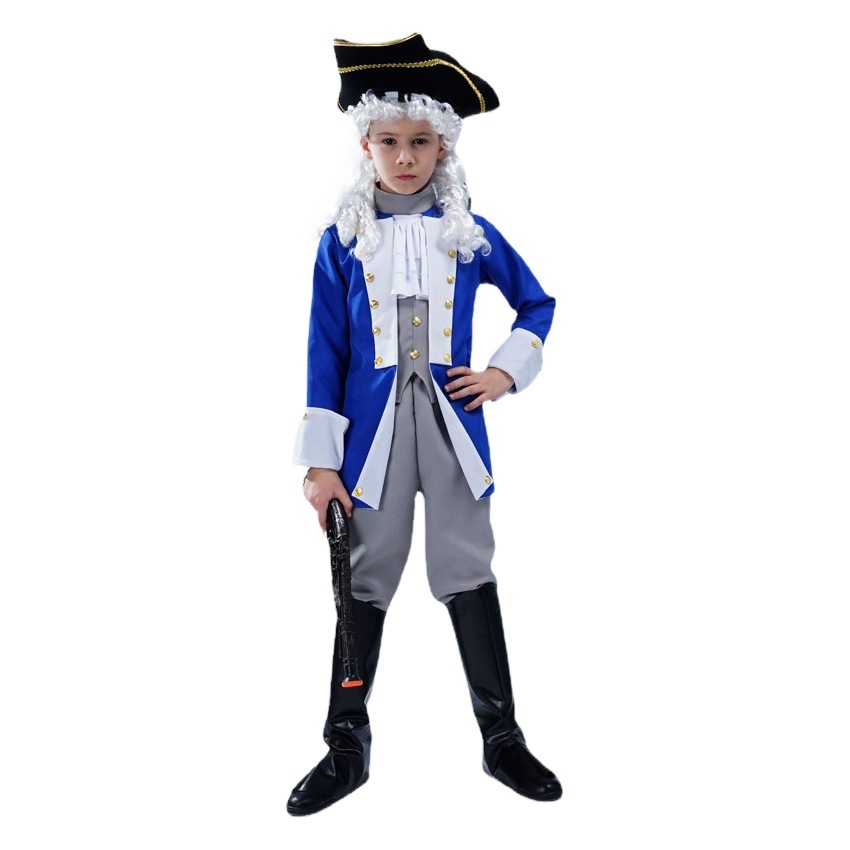 Traje de capitán pirata de los hombres de Halloween para niños traje de cosplay general colonial medieval