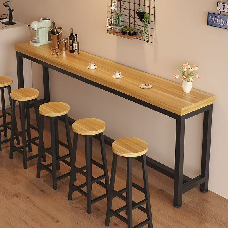Wall-mounted bar table for balcony home use, narrow long table for milk tea shop, wall-mounted narrow table, bar chair and long table combination