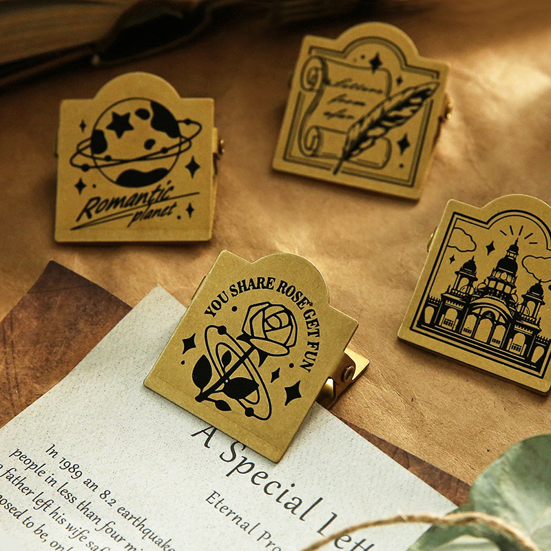Wholesale brass clip TN planner clip metal document holder vintage distressed travel note decorative board clip
