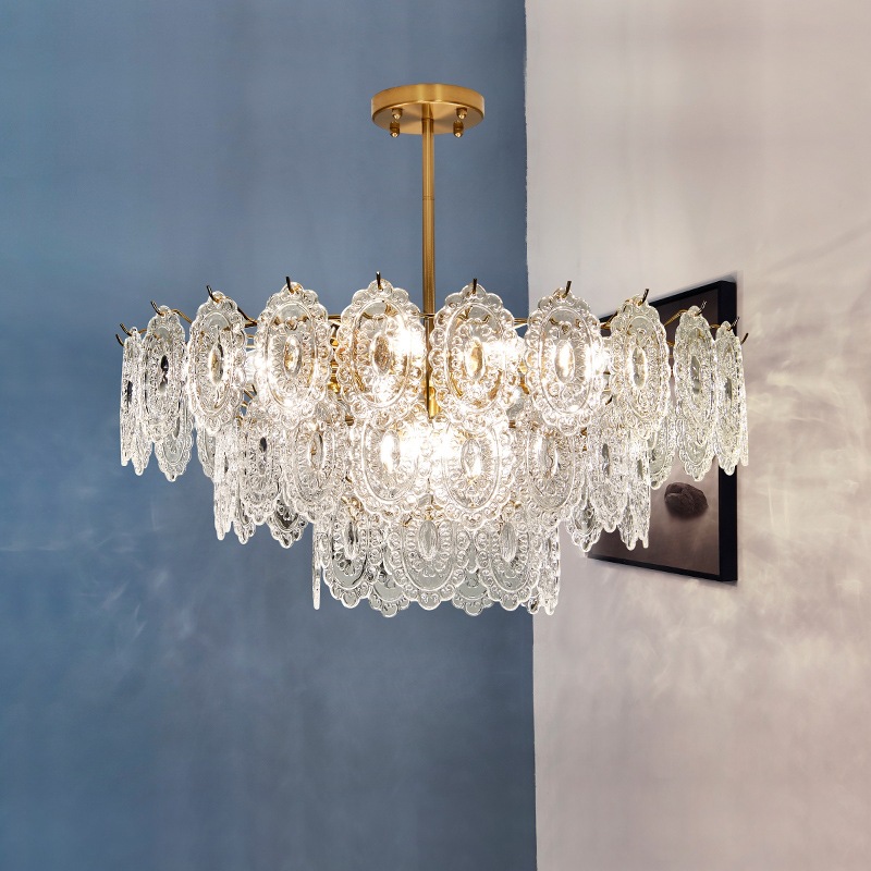 美式复古吊灯 法式宫廷风格意大利水晶玻璃轻奢卧室客厅餐厅灯具