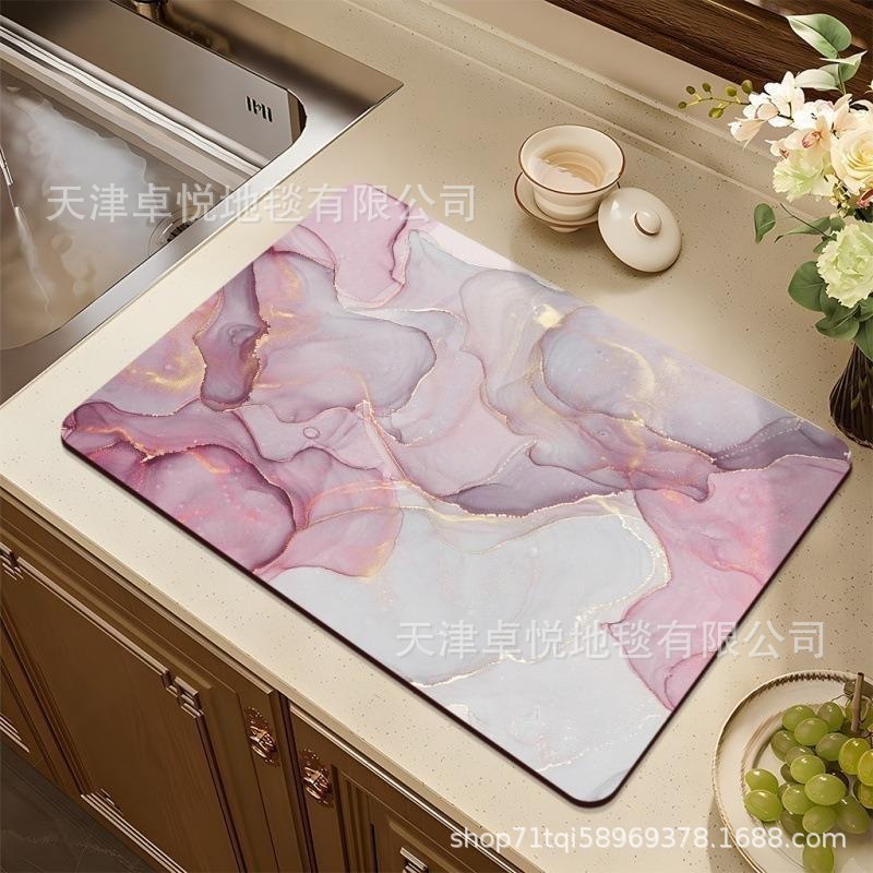 クロスボーダー大理石珪藻泥排水マットキッチンテーブル食器断熱乾燥マットバーアブソーバーマット|undefined