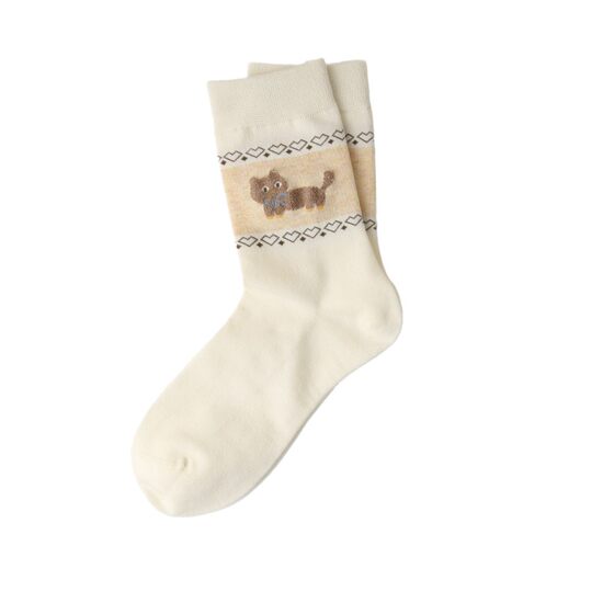 Original socks women's socks boneless socks retro style color matching fair island cute cartoon kitten cotton socks