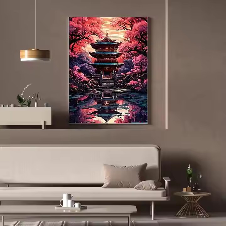 Pintura al óleo digital DIY paisaje floral pintada a mano pintada al óleo pintada decoración de la sala de estar pintada colgante de alta calidad pintura descomprimida image 27