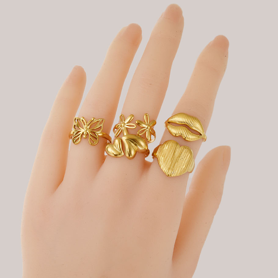 NEW European American Style High-End Stainless Steel For Men And Women, Electroplated 18K Gold With Hollow Pattern, Couple_voghion.com