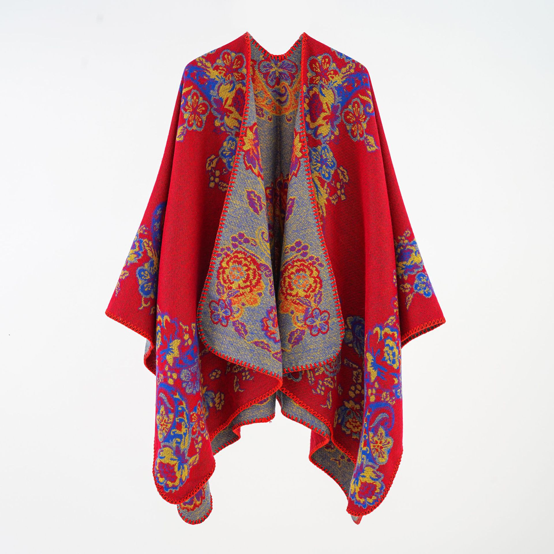 2024 estilo nacional nueva chaqueta de punto de viaje de fotografía abrigo chal vacaciones jacquard espeso retro