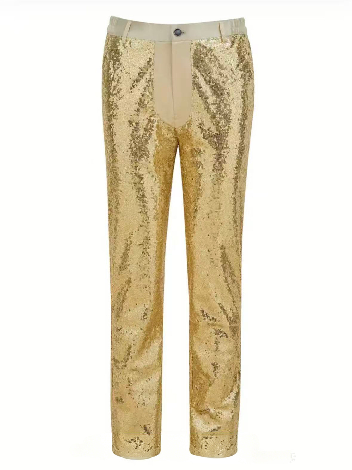 Slim Fit Sequin Suit Trousers For Men Sparkling Party Pants_voghion.com