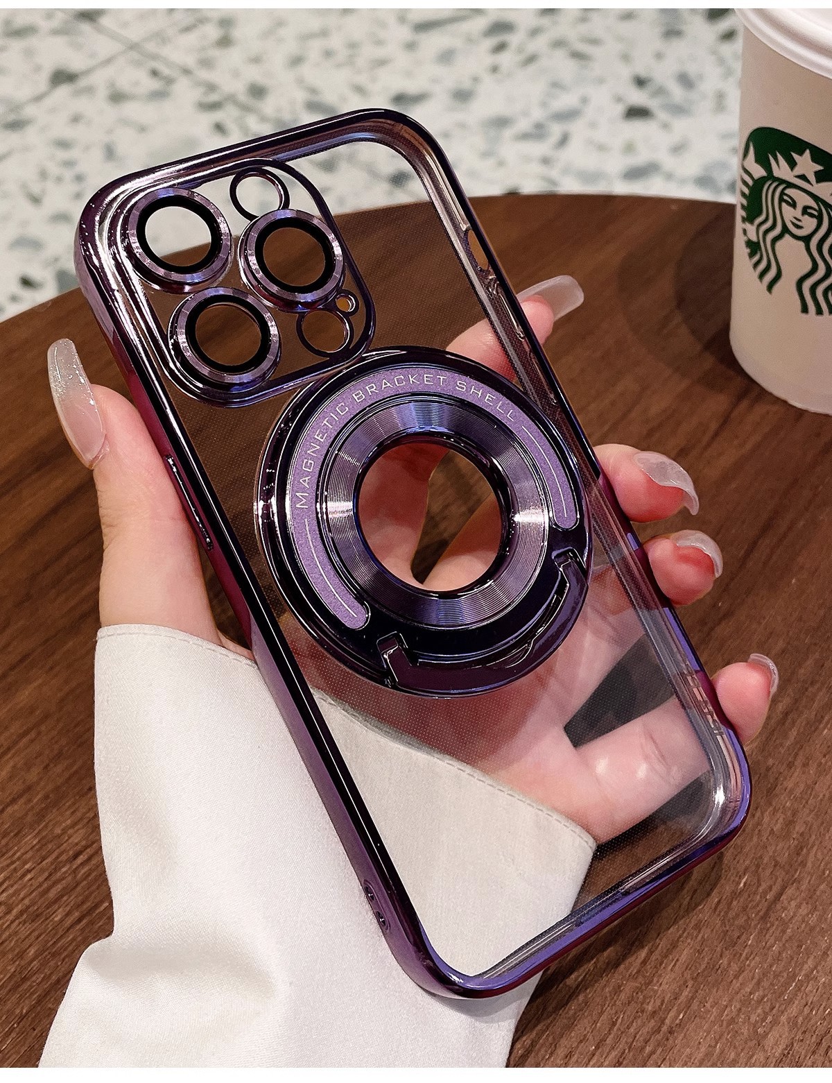Görünmez braketli Apple 16 cep telefonu kılıfı, iPhone 15 için uygun manyetik emişli, lens filmi ve 14 ProMax koruyucu kapaklı.