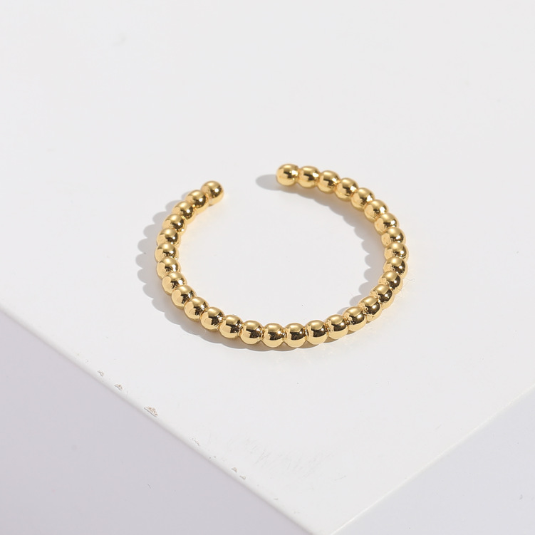 Copper Golden Open-End Simple Bracelet 14K Female Index Finger Ball Ring
