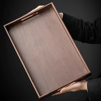Поднос из цельного дерева цвета ореха, бытовой поднос для сухого чая из цельного дерева, прямоугольный поднос для хранения чашек для чая, обеденный поднос, поднос для закусок