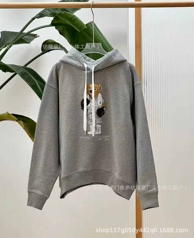 25RL秋冬新款卡通拳击小熊印花连帽长袖卫衣宽松版帽衫|undefined