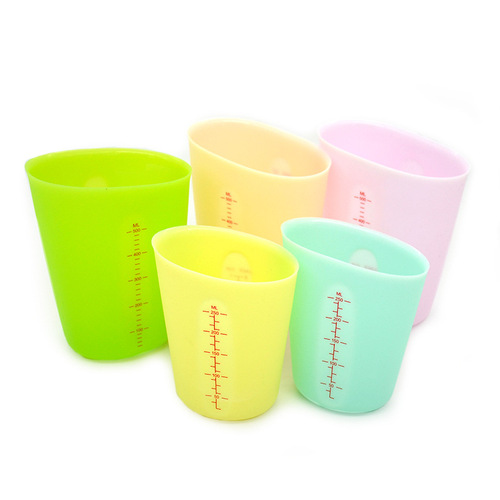 Silicone measuring cup 250ml with scale 500ml macaron soft milk cup liquid batter cup baking tool