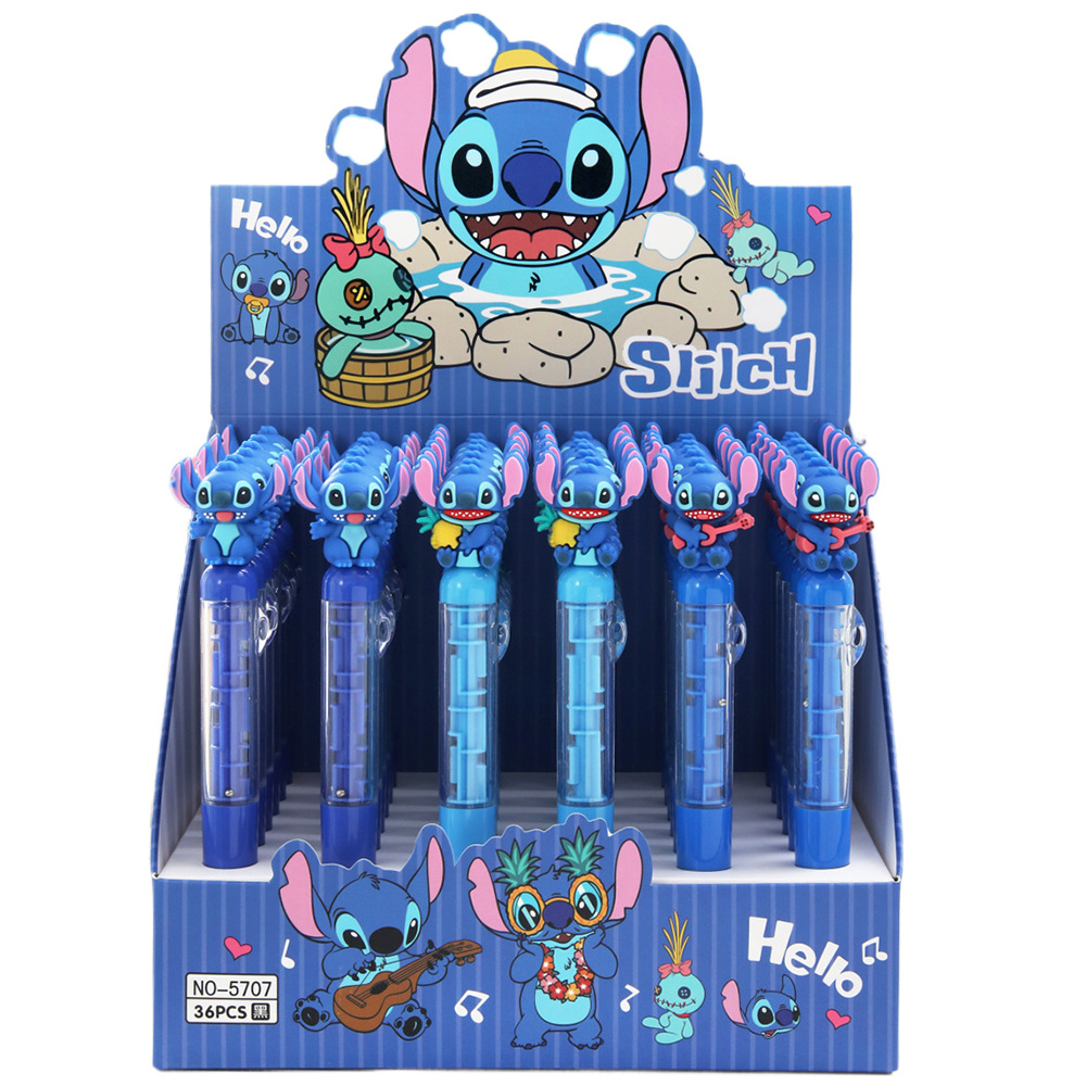 lindos pequeños bolígrafos azules negros crean accidentes comerciales laberinto bolígrafos de bolas de dibujos animados estudiantes de primaria aprenden suministros de papelería
