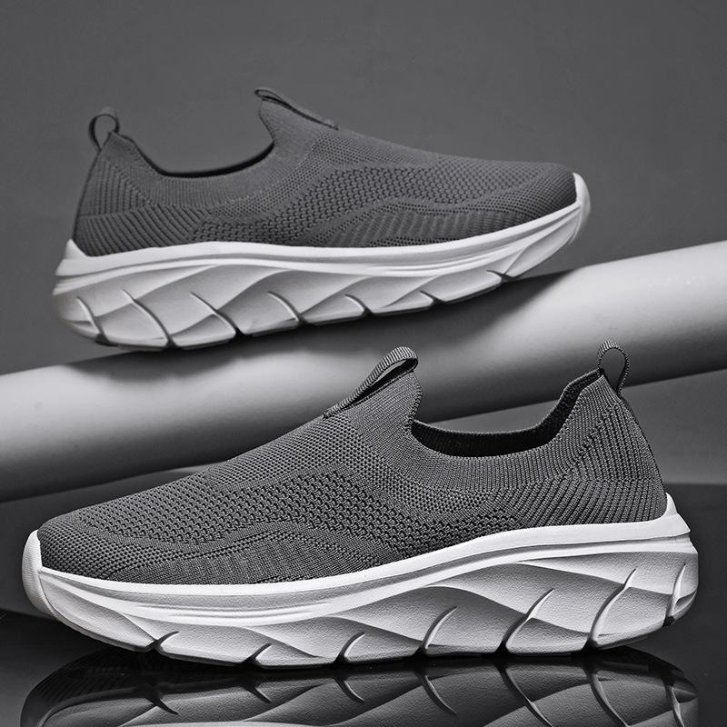 2024 Old Man Cloth Shoes Autumn Soft-soled Breathable Mesh Shoes Men's Middle-aged and Elderly New sneaker Non-slip Walking Shoes