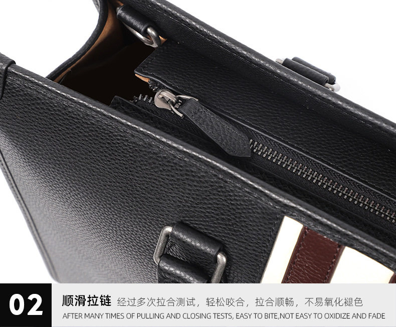 Túi xách tay nam da bò thật đựng laptop 15,6 inch kiểu công văn, 40×13×29 cm — Lớp lót nỉ cao cấp màu đen chi tiết 19