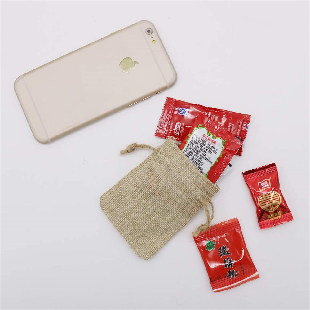 Basic Solid Color Linen Drawstring Jewelry Packaging Bags display picture 5