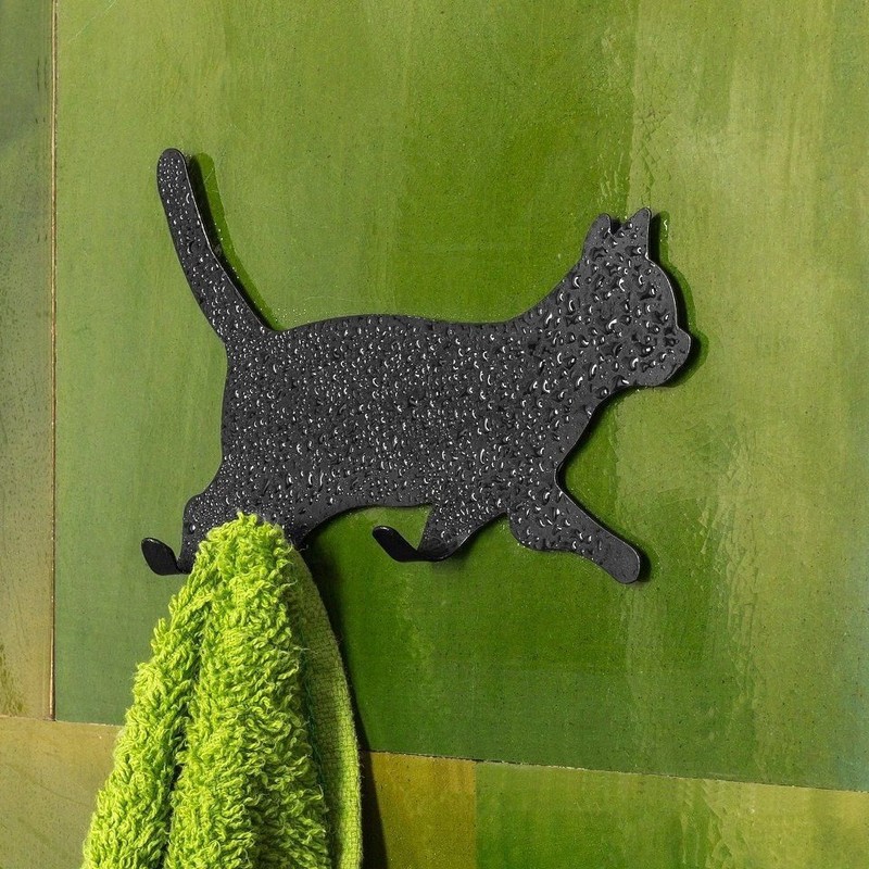 跨境 猫壁挂钩创意简易猫咪造型衣帽多功能收纳挂钩架 金属工艺品|undefined