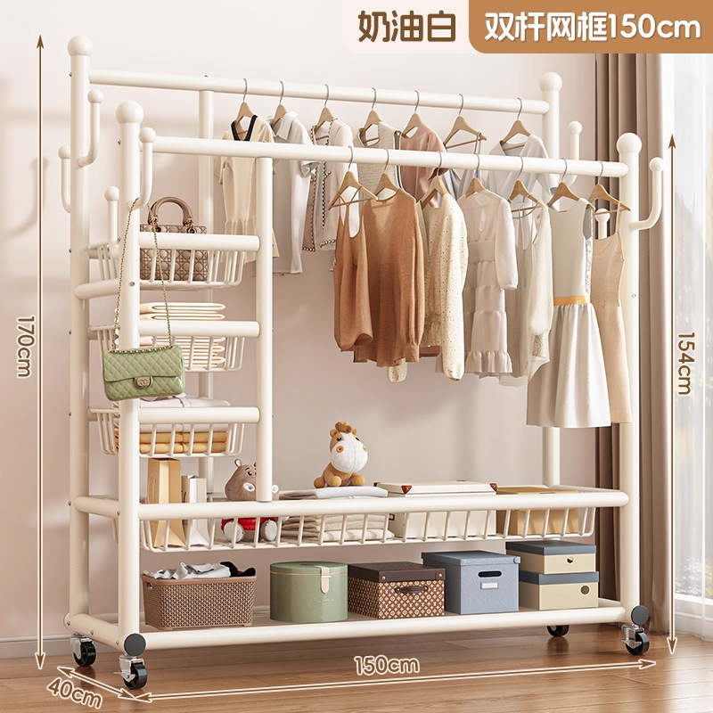 家用挂衣架卧室落地移动衣帽架玄关房间用次净衣服置物架晾晒衣杆|undefined