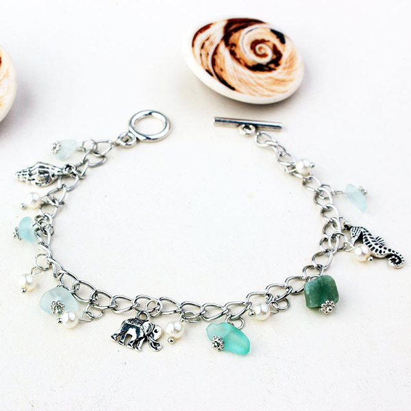 Sapphire ankle bracelet pearl for yoga