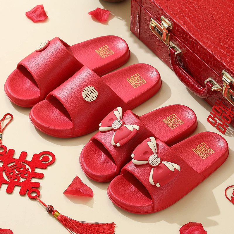 Свадебные тапочки праздничный красный пара EVA, чтобы наступить на фекалии