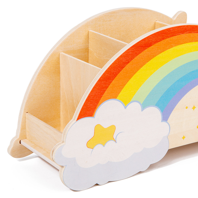 Creativo arco iris nube portalápices juguetes de madera decoración de escritorio estudiantes lindo papelería almacenamiento nuevo producto al por mayor