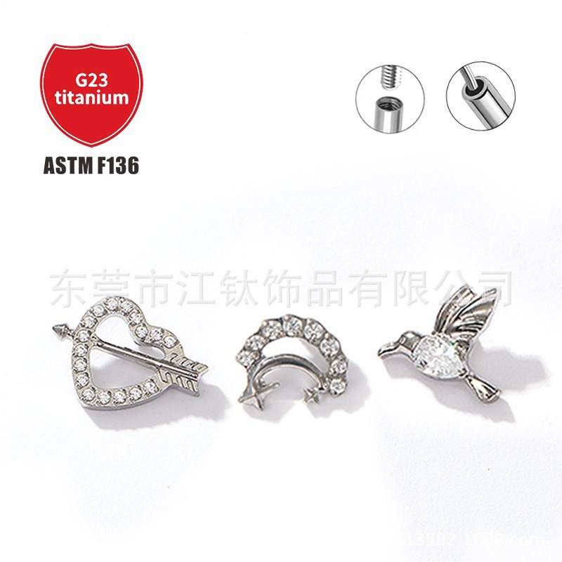 Pointed titanium steel lip stud product view