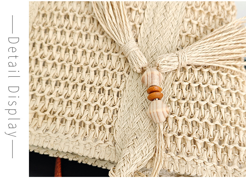 Mujeres Papel Color Sólido Vacaciones Tejido Hilo De Coser Cuadrado Cremallera Bolsa De Paja display picture 3